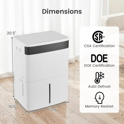 74 Pints Dehumidifier for Home 4500 Sq.Ft Dehumidifier-White Costway