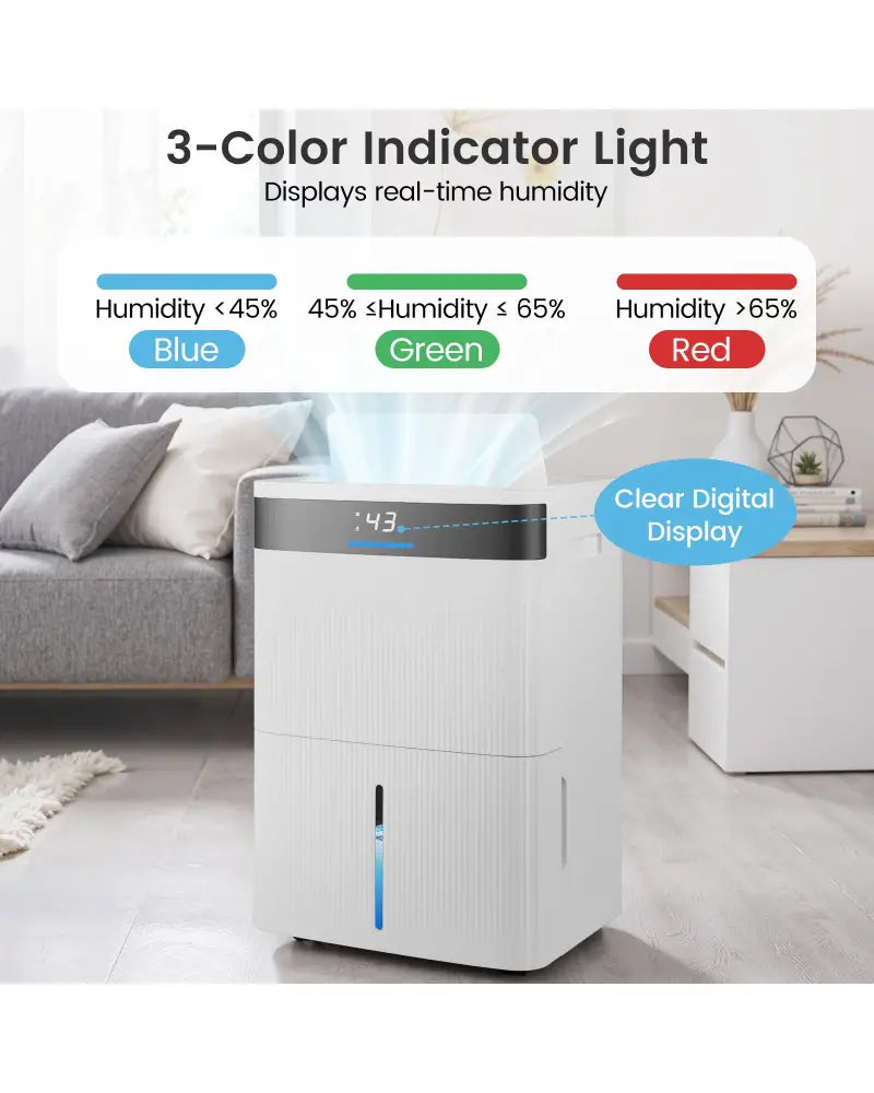 74 Pints Dehumidifier for Home 4500 Sq.Ft Dehumidifier-White - White - Dehumidifiers