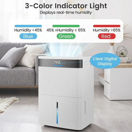 74 Pints Dehumidifier for Home 4500 Sq.Ft Dehumidifier-White Costway