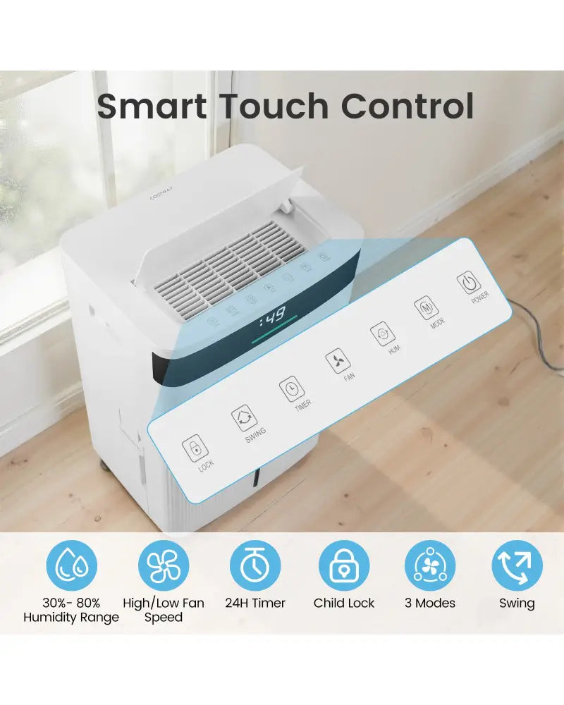 74 Pints Dehumidifier for Home 4500 Sq.Ft Dehumidifier-White - White - Dehumidifiers