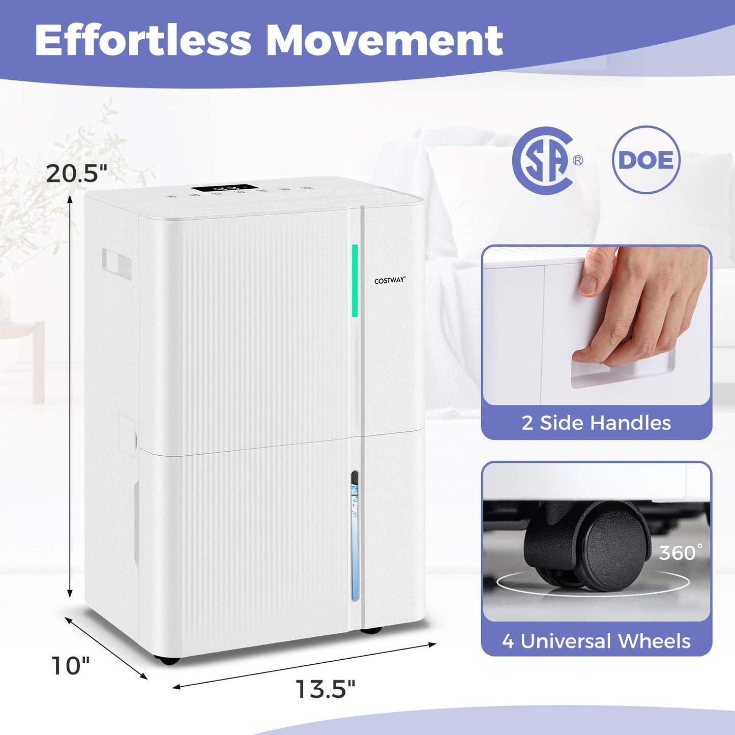 74/96 Pints Dehumidifier for Home 4500/5500 Sq. Ft Dehumidifier with 3 Modes-96 Pints