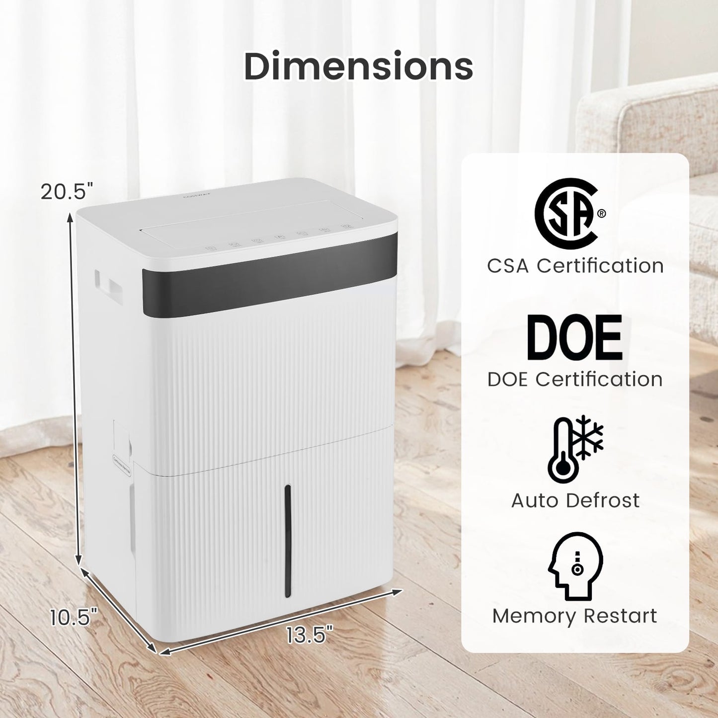 74 Pints Dehumidifier for Home 4500 Sq.Ft Dehumidifier-White