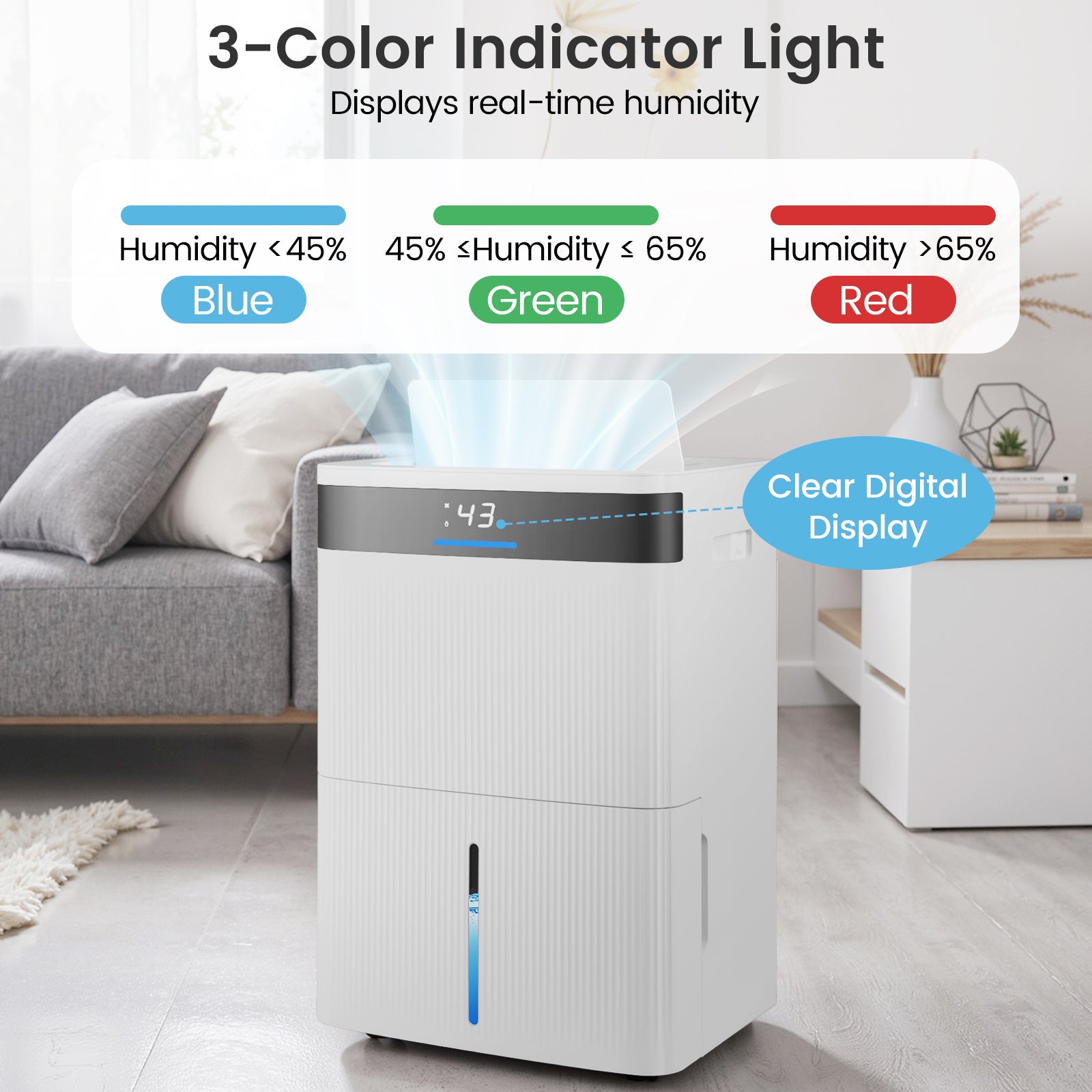 74 Pints Dehumidifier for Home 4500 Sq.Ft Dehumidifier-White