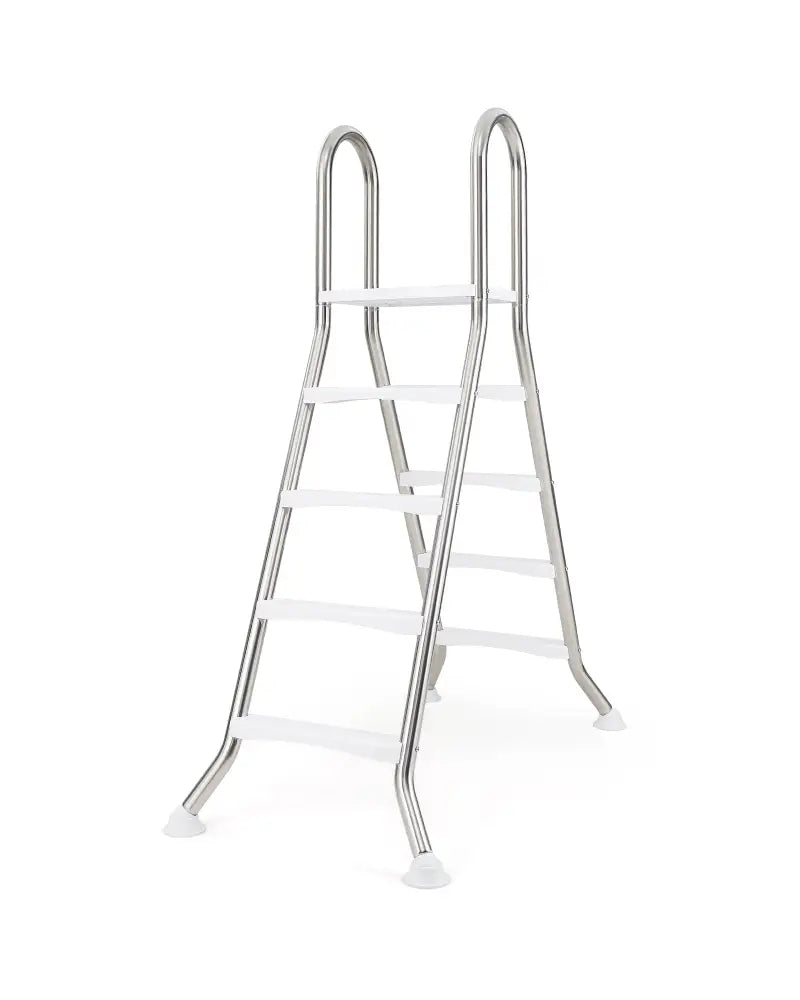 75.6’’ Above Ground Pool Ladder A-Frame Swimming Pool 4-Step Ladder for Up to 55’’ Pool Wall Height - Silver - Swimming