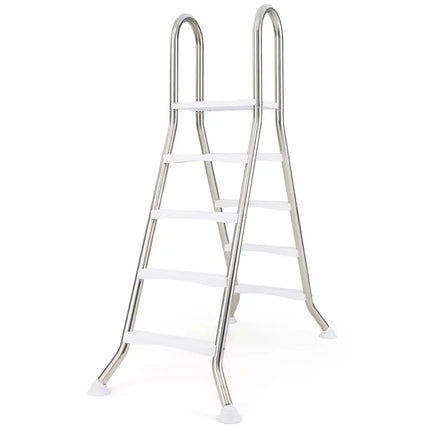 75.6’’ Above Ground Pool Ladder A-Frame Swimming Pool 4-Step Ladder for Up to 55’’ Pool Wall Height - Silver - Swimming