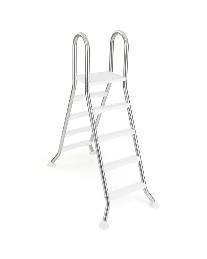 75.6’’ Above Ground Pool Ladder A-Frame Swimming Pool 4-Step Ladder for Up to 55’’ Pool Wall Height - Silver - Swimming