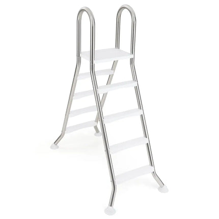 75.6’’ Above Ground Pool Ladder A-Frame Swimming Pool 4-Step Ladder for Up to 55’’ Pool Wall Height - Silver - Swimming