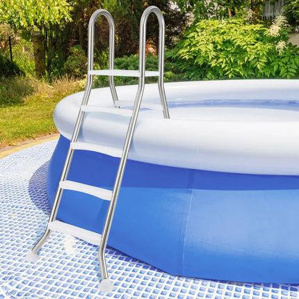 75.6’’ Above Ground Pool Ladder A-Frame Swimming Pool 4-Step Ladder for Up to 55’’ Pool Wall Height - Silver - Swimming
