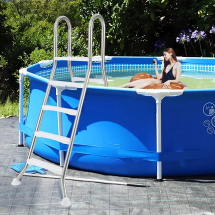 75.6’’ Above Ground Pool Ladder A-Frame Swimming Pool 4-Step Ladder for Up to 55’’ Pool Wall Height - Silver - Swimming
