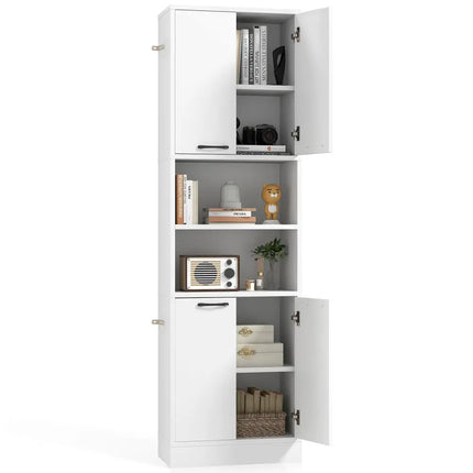 75 Inch Kitchen Pantry Cabinet Tall Cupboard with Doors and Shelves-White - White - Sideboards Cabinets & Buffets