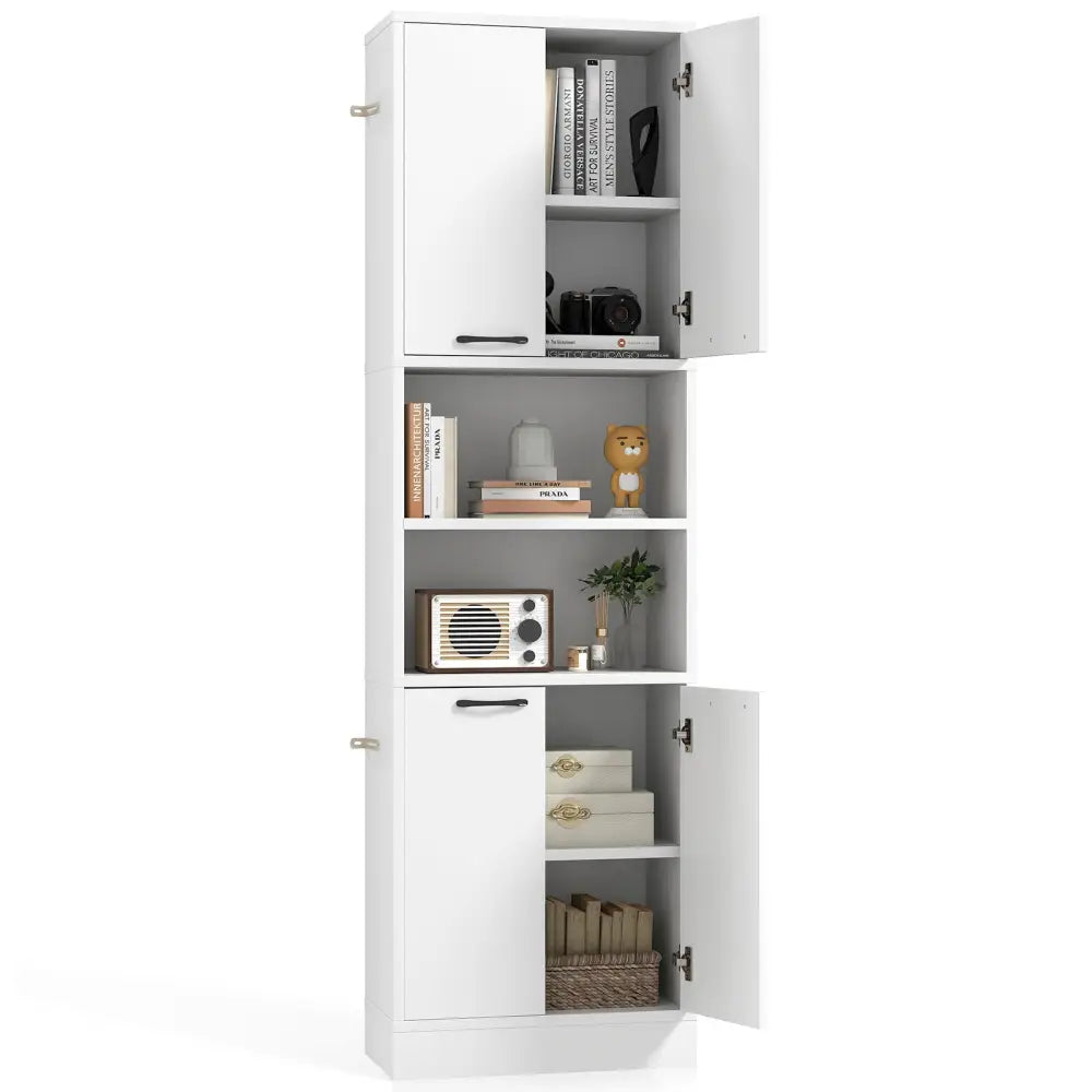 75 Inch Kitchen Pantry Cabinet Tall Cupboard with Doors and Shelves-White - White - Sideboards Cabinets & Buffets