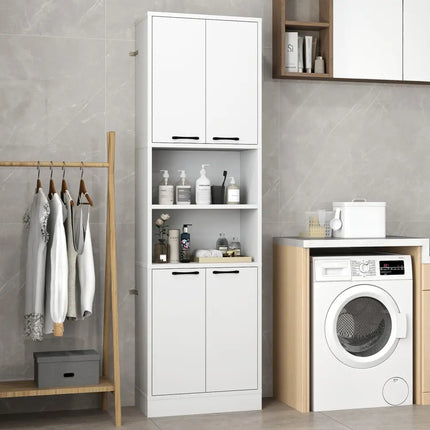 75 Inch Kitchen Pantry Cabinet Tall Cupboard with Doors and Shelves-White - White - Sideboards Cabinets & Buffets