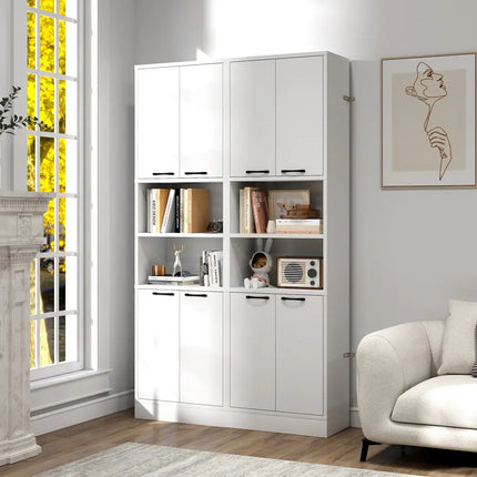 75 Inch Kitchen Pantry Cabinet Tall Cupboard with Doors and Shelves-White - White - Sideboards Cabinets & Buffets