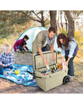 75 Quart Portable Cooler Rotomolded Ice Chest with Handles and Wheels-Tan - Tan - Coolers