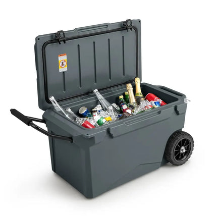 75 Quart Portable Cooler Rotomolded Ice Chest with Handles and Wheels-Gray - Gray - Coolers