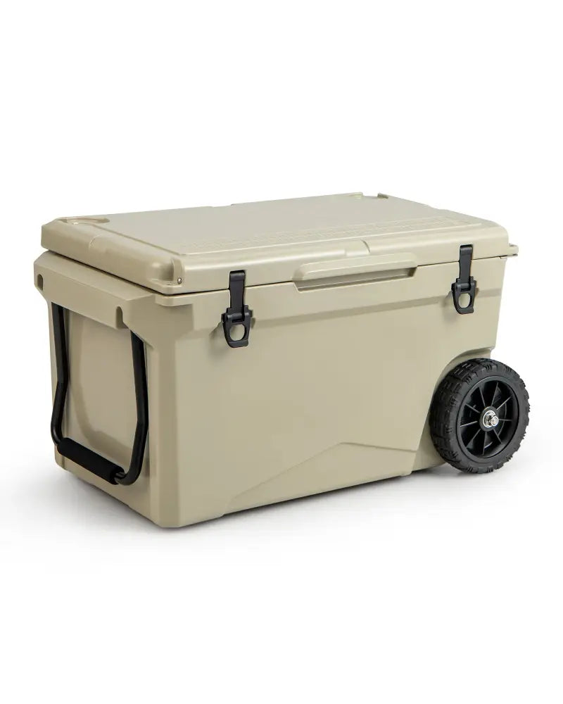 75 Quart Portable Cooler Rotomolded Ice Chest with Handles and Wheels-Tan - Tan - Coolers