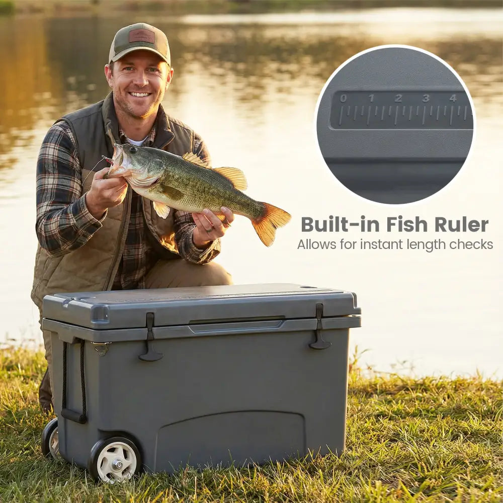 75 Quart Portable Hard Cooler with 6-Day Ice Retention and Wheels-Gray - Gray - Coolers
