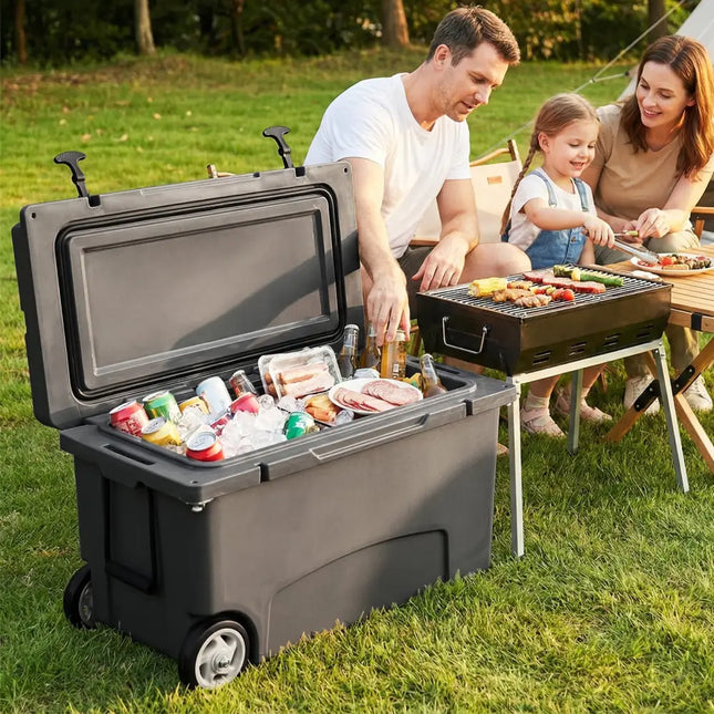 75 Quart Portable Hard Cooler with 6-Day Ice Retention and Wheels-Gray - Gray - Coolers