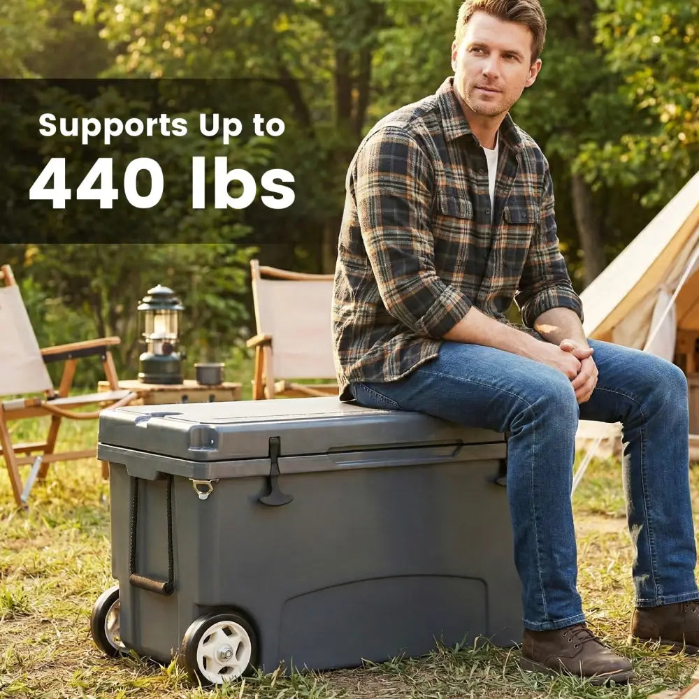 75 Quart Portable Hard Cooler with 6-Day Ice Retention and Wheels-Gray - Gray - Coolers