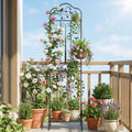 75 x 20 Inch Outdoor Metal Garden Trellis with Foldable Bottom Shelf-Black - Black - Plant Supports