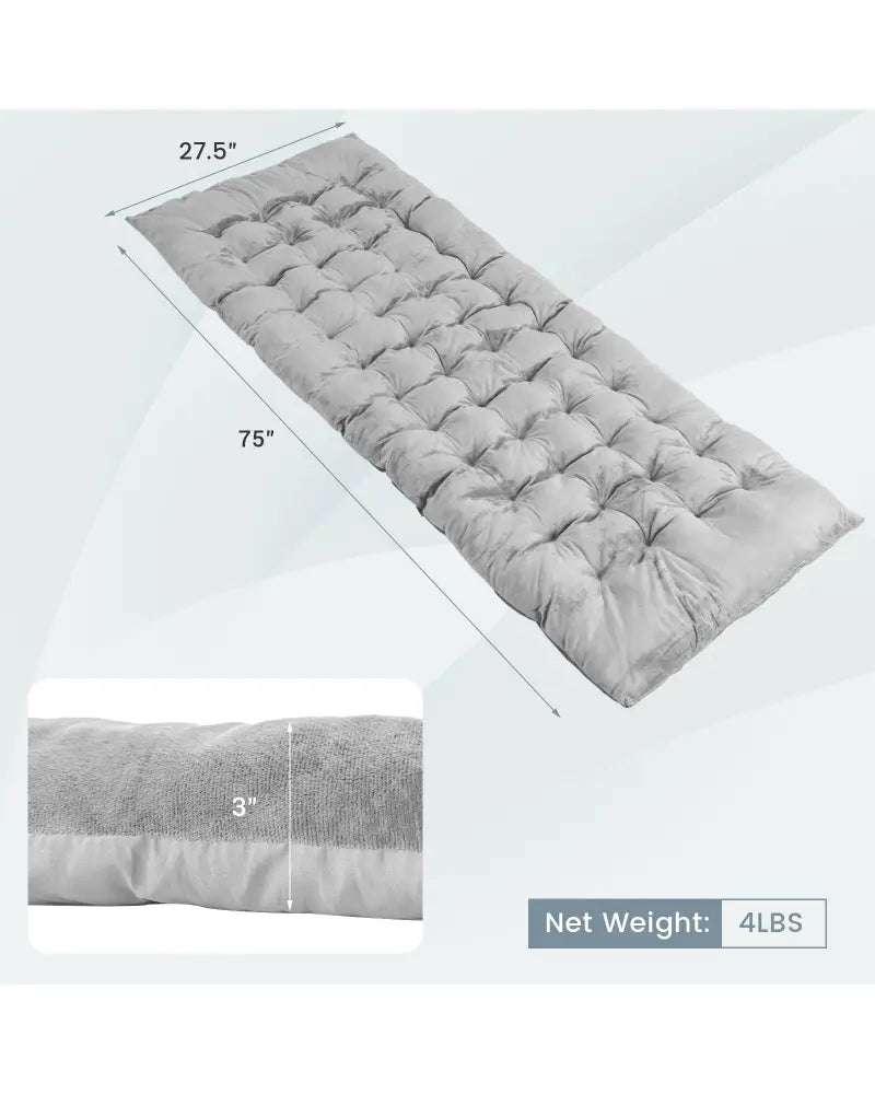 75 x 27.5 Inch Camping Cot Pads with Soft and Breathable Crystal Velvet-Gray - Gray - Air Mattresses & Sleeping Bags