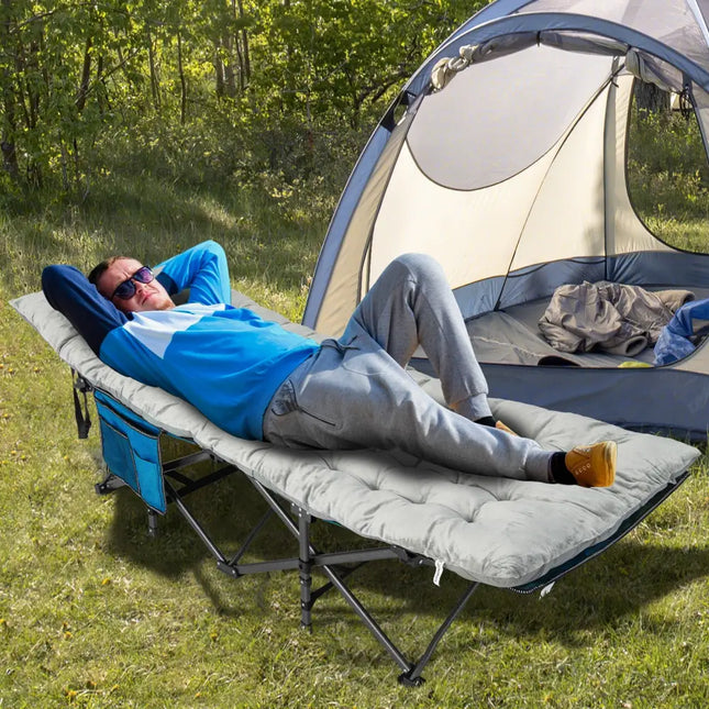 75 x 27.5 Inch Camping Cot Pads with Soft and Breathable Crystal Velvet-Gray - Gray - Air Mattresses & Sleeping Bags