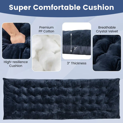 75 x 27.5 Inch Camping Cot Pads with Soft and Breathable Crystal Velvet-Navy - Navy - Air Mattresses & Sleeping Bags