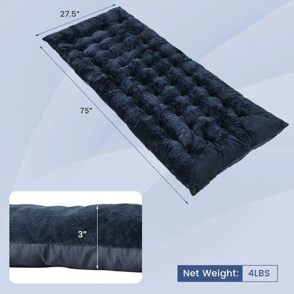 75 x 27.5 Inch Camping Cot Pads with Soft and Breathable Crystal Velvet-Navy - Navy - Air Mattresses & Sleeping Bags