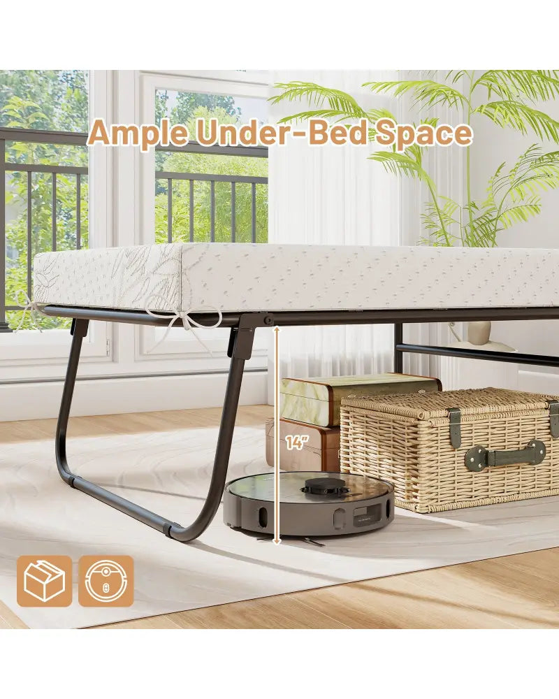 75 x 31 Inch Folding Bed with Mattress Cot Size with Memory Foam - White - Folding Beds