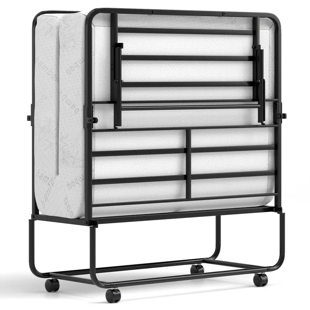 75 x 38 Inch Folding Bed with Mattress Twin Size Rolling Guest Bed - Folding Beds