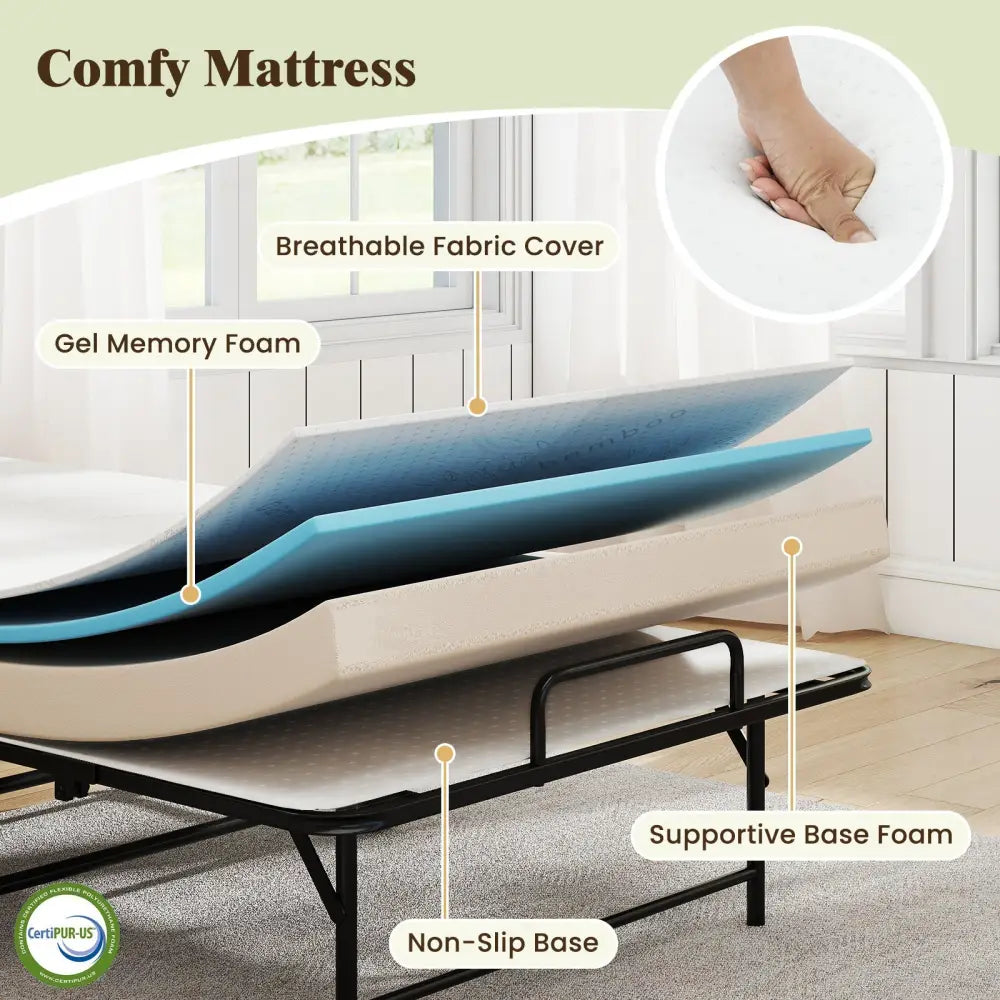 75 x 38 Inch Folding Bed with Mattress Twin Size Rolling Guest Bed - Folding Beds