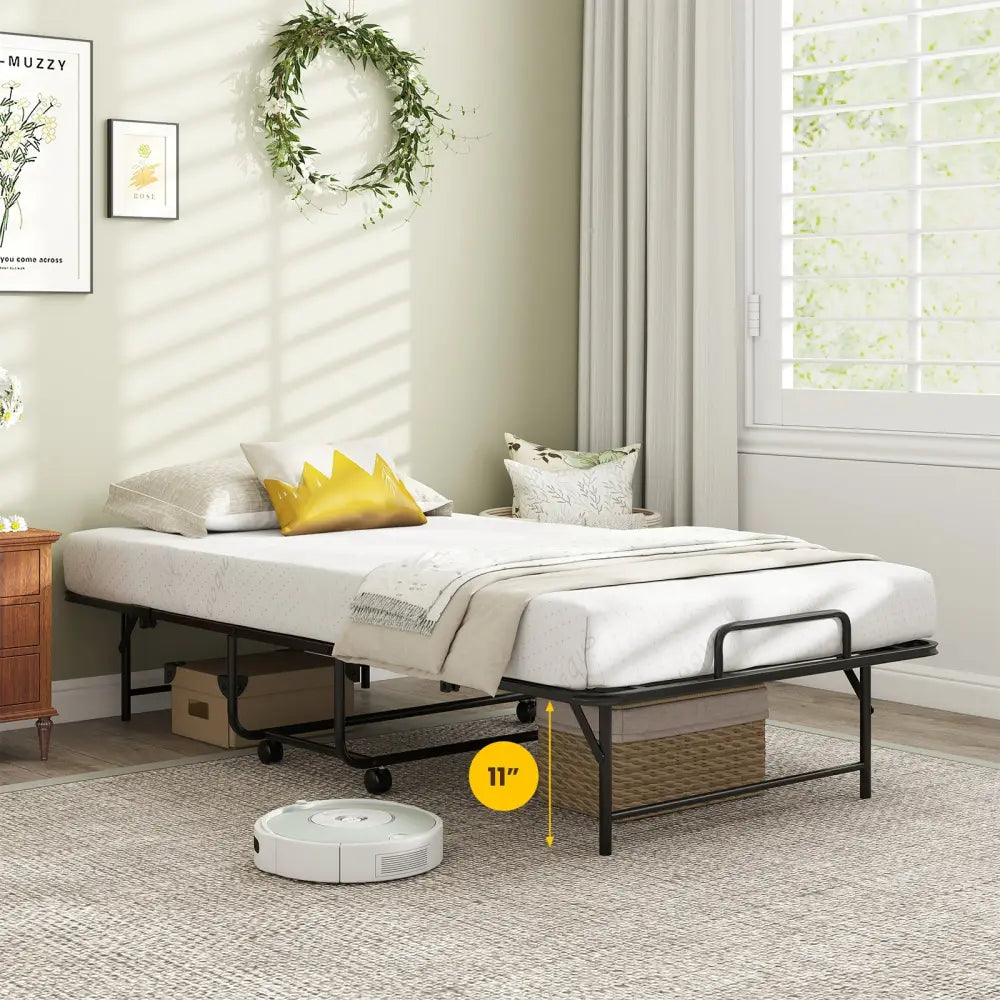 75 x 38 Inch Folding Bed with Mattress Twin Size Rolling Guest Bed - Folding Beds