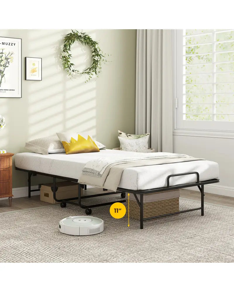 75 x 38 Inch Folding Bed with Mattress Twin Size Rolling Guest Bed - Folding Beds