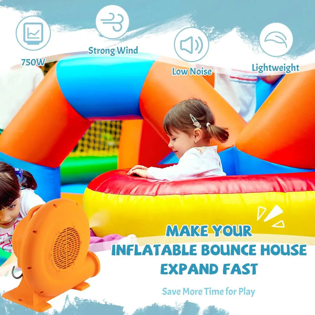 750W Air Blower (1.0HP) for Inflatables with 25 feet Wire and GFCI Plug - Orange - Air Blowers