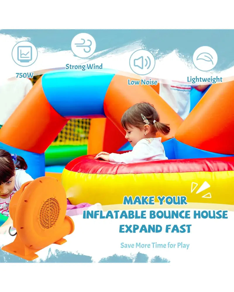 750W Air Blower (1.0HP) for Inflatables with 25 feet Wire and GFCI Plug - Orange - Air Blowers