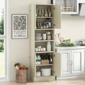 75 Inch Kitchen Pantry Cabinet Tall Cupboard with Doors and Shelves-Beige