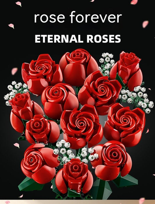 Rose Bouquet Decorative Mini Building Blocks Assembly Toy