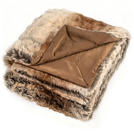 760GSM Soft Plush Fuzzy Luxury Faux Raccoon Fur Blanket for Sofa-M - Coffee - Bedding