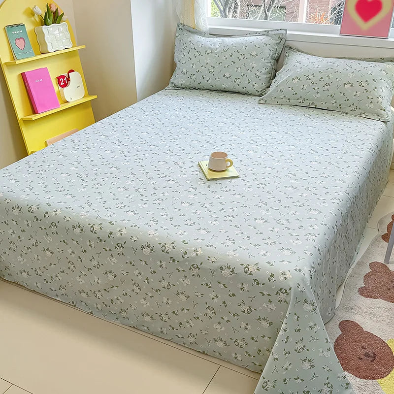 100% Cotton Flower Printed Bed Sheet – Single/Double/King Flat Sheet