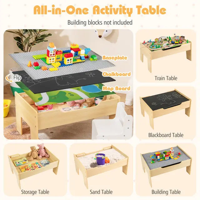 78 Pieces Wooden Train Set Activity Railway Playset for Kids Aged 18M+ - Natural - Learning Toys