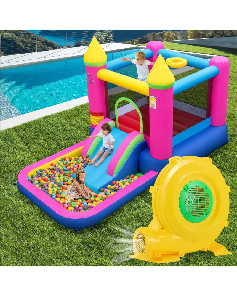780W Bounce House Blower 1 HP Portable Air Pump Fan with Handle and Ground Stakes - Air Blowers
