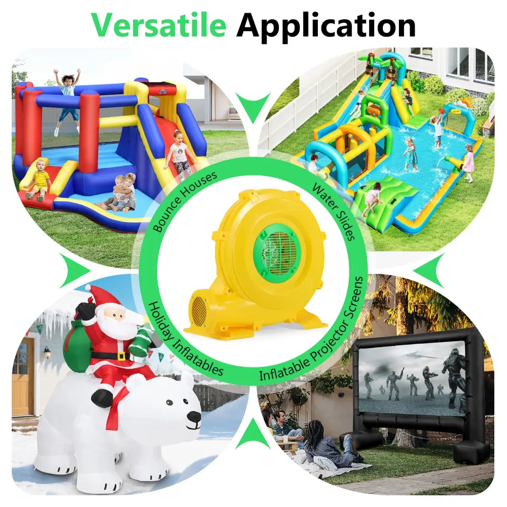 780W Bounce House Blower 1 HP Portable Air Pump Fan with Handle and Ground Stakes - Air Blowers