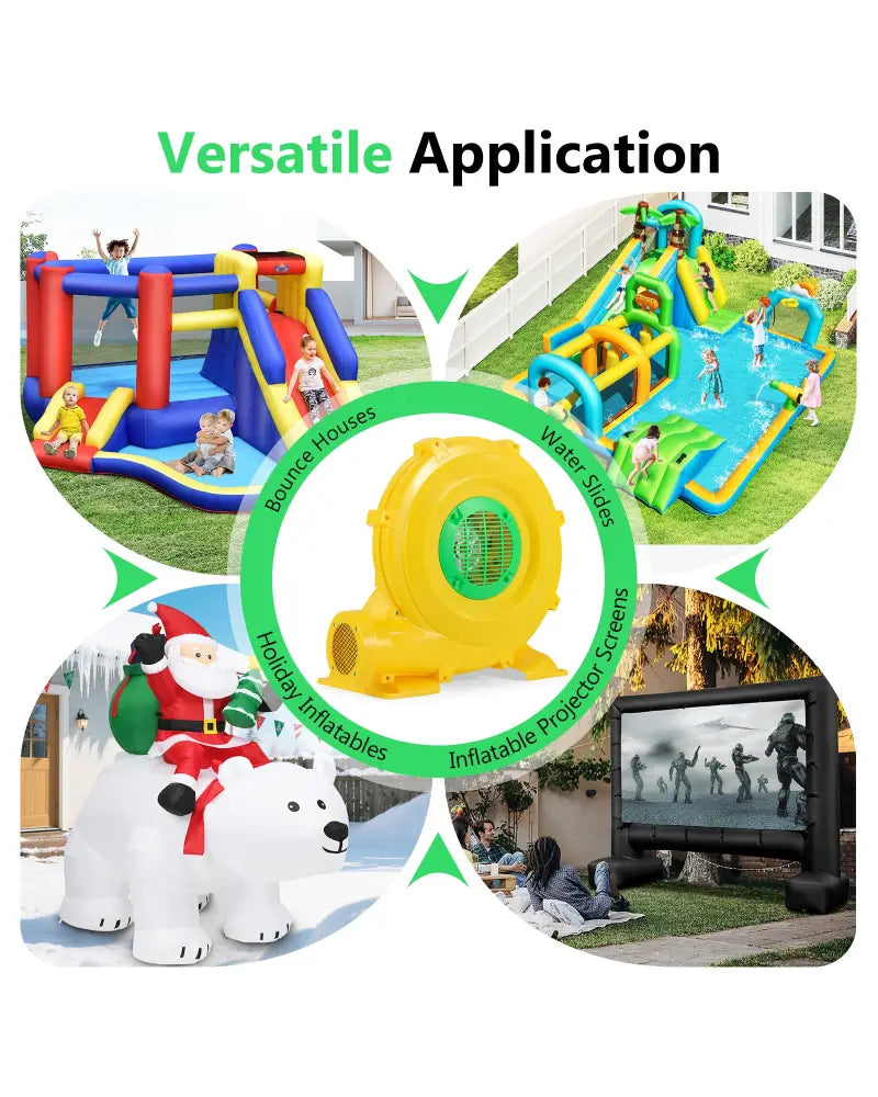 780W Bounce House Blower 1 HP Portable Air Pump Fan with Handle and Ground Stakes - Air Blowers