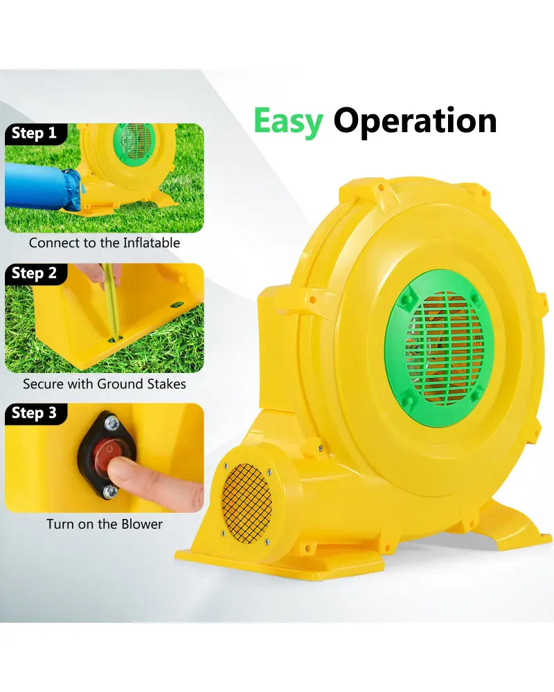 780W Bounce House Blower 1 HP Portable Air Pump Fan with Handle and Ground Stakes - Air Blowers