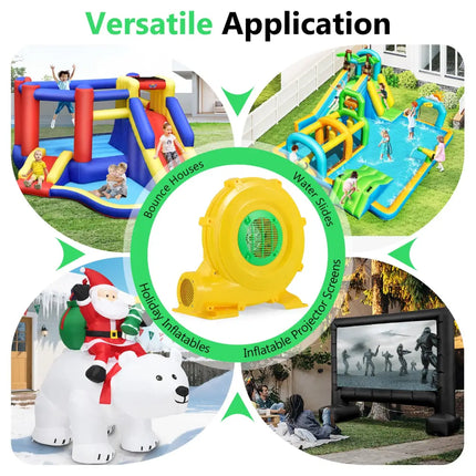 780W Bounce House Blower 1 HP Portable Air Pump Fan with Handle and Ground Stakes - Air Blowers
