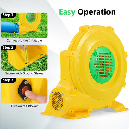 780W Bounce House Blower 1 HP Portable Air Pump Fan with Handle and Ground Stakes - Air Blowers