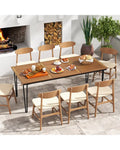 79 Inch 8-Person Outdoor Dining Table with 1.9 Inch Umbrella Hole - Natural - Patio Dining Tables