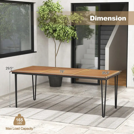 79 Inch 8-Person Outdoor Dining Table with 1.9 Inch Umbrella Hole - Natural - Patio Dining Tables