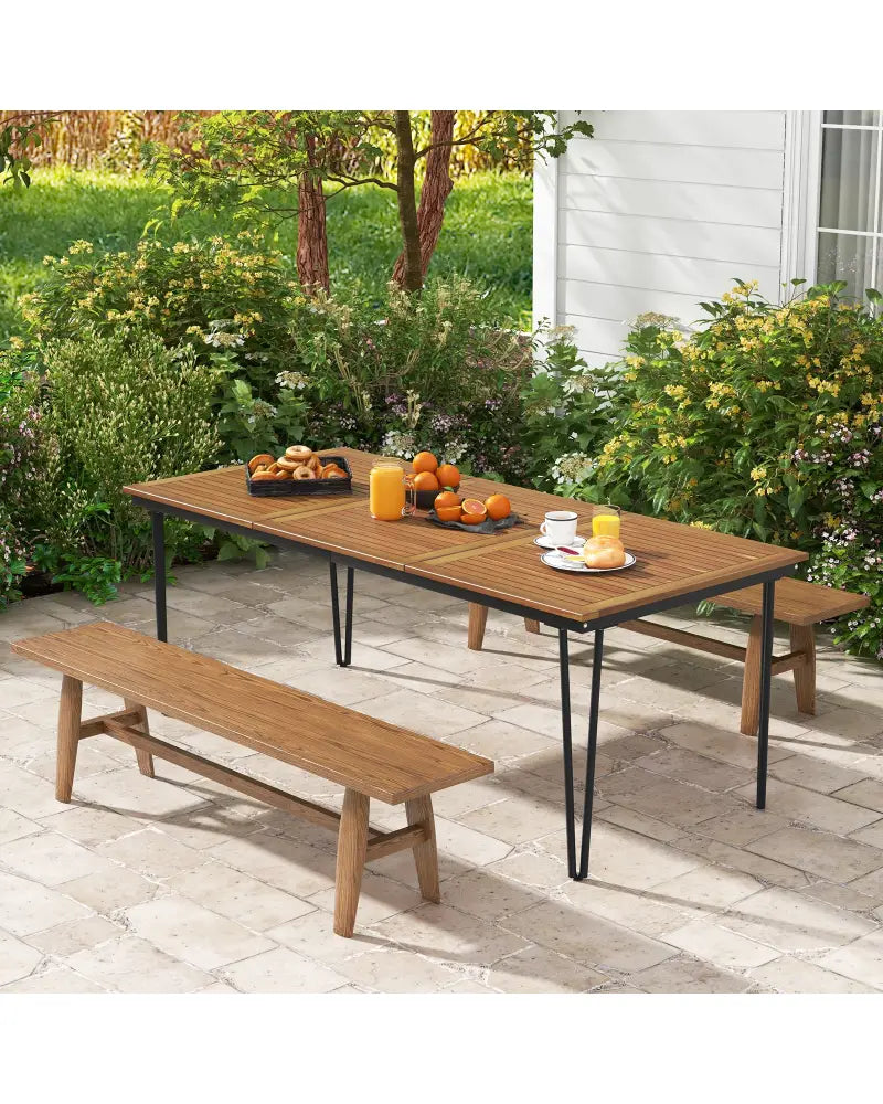 79 Inch 8-Person Outdoor Dining Table with 1.9 Inch Umbrella Hole - Natural - Patio Dining Tables