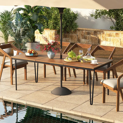 79 Inch 8-Person Outdoor Dining Table with 1.9 Inch Umbrella Hole - Natural - Patio Dining Tables